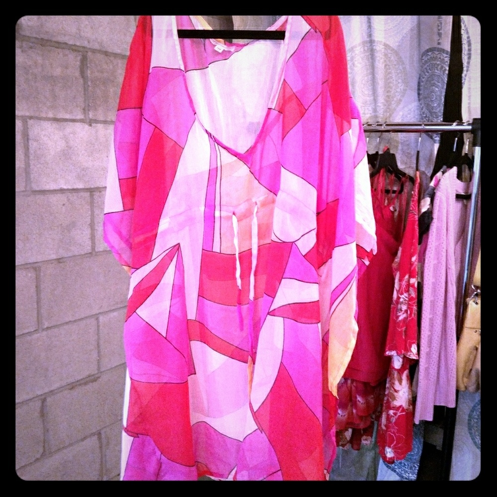 Bathing suit cover. Sheer abstract art great piece